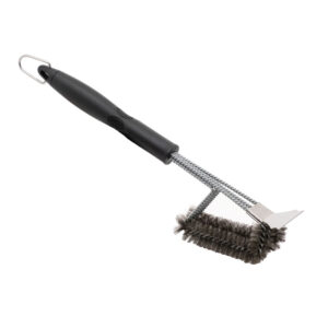 Grill brush with scraper