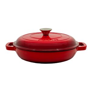 Red Deep Frying Pan With Lid, 2.25l.